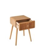 Chevet Ava 1 tiroir avec façades lamellées décor bois marron clair - H.52 cm