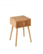 Chevet Ava 1 tiroir avec façades lamellées décor bois marron clair - H.52 cm