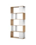 Bibliothèque décor blanc et chêne - L.80 x H.173.5 cm