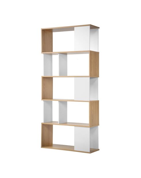 Bibliothèque décor blanc et chêne - L.80 x H.173.5 cm