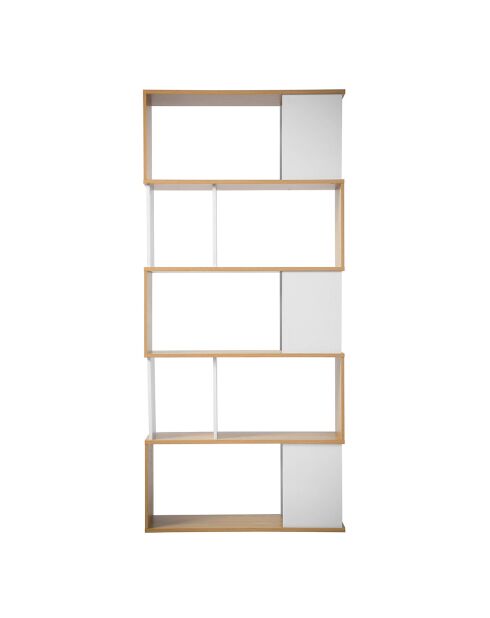 Bibliothèque décor blanc et chêne - L.80 x H.173.5 cm