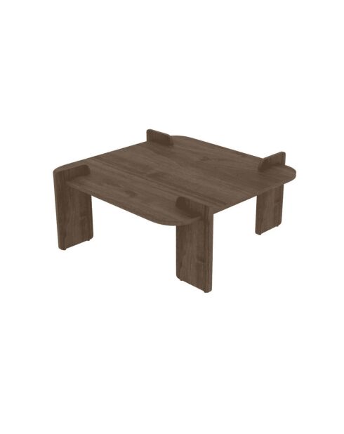Table basse Noma carrée aux bords arrondis décor noyer - L.90 cm