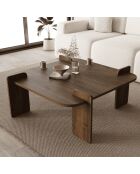 Tavolino quadrato Noma con bordi arrotondati decoro in noce - L.90 cm