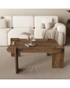 Tavolino quadrato Noma con bordi arrotondati decoro in noce - L.90 cm