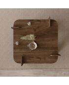 Tavolino quadrato Noma con bordi arrotondati decoro in noce - L.90 cm