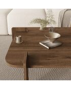 Tavolino quadrato Noma con bordi arrotondati decoro in noce - L.90 cm