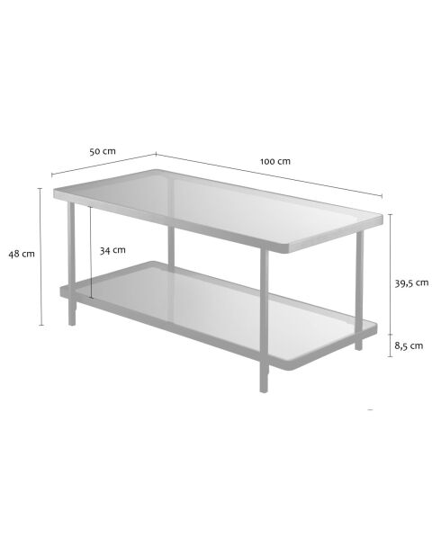 Tavolino Ora in metallo nero e piani in vetro fumé - L.100 cm