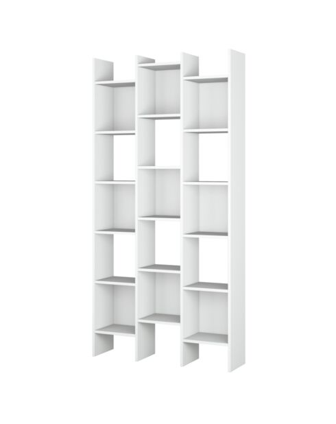 Bibliothèque Italian 3 colonnes 15 compartiments blanche - H.192 cm
