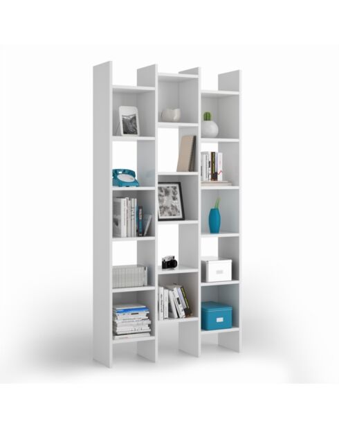 Bibliothèque Italian 3 colonnes 15 compartiments blanche - H.192 cm