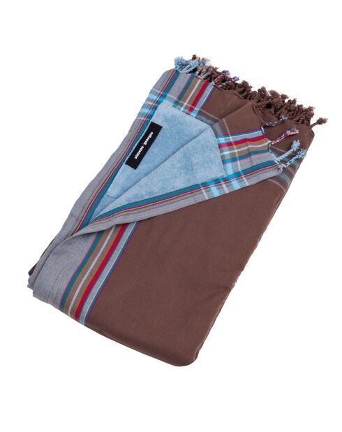 Serviette de plage en kikoy Watamu chocolat - 165x95 cm