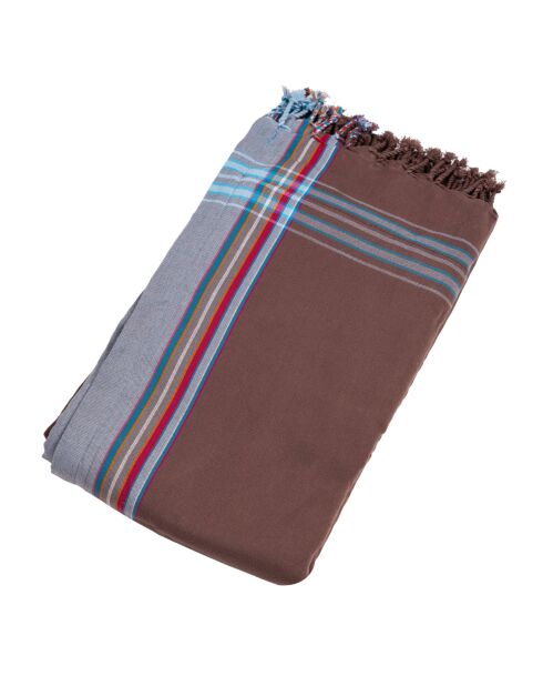 Serviette de plage en kikoy Watamu chocolat - 165x95 cm