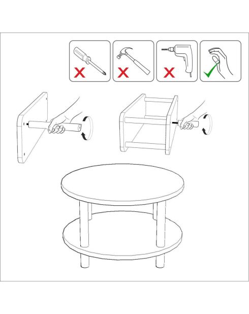 Table basse Roby ronde 2 niveaux décor pin atlantique - D.70 cm