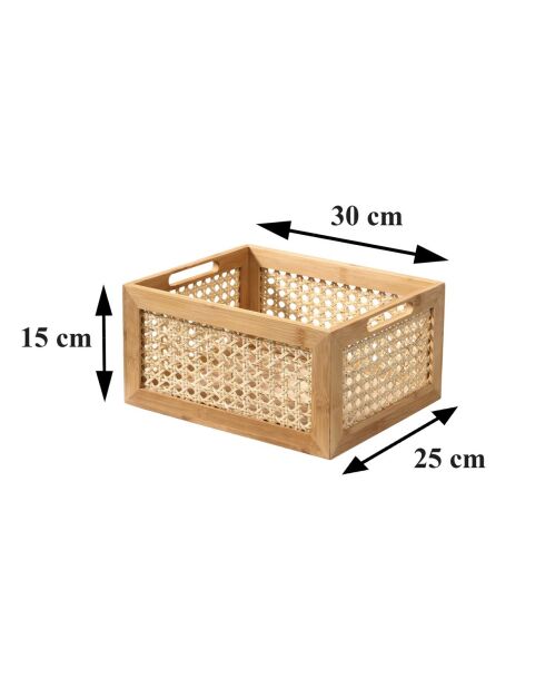 Scatola in bambù e rattan di medie dimensioni - L.30 x 25 x 15 cm