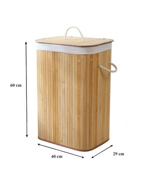 Panier à linge Ysa rectangulaire en bambou 70 L - H.60 cm