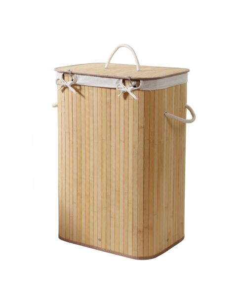 Panier à linge Ysa rectangulaire en bambou 70 L - H.60 cm