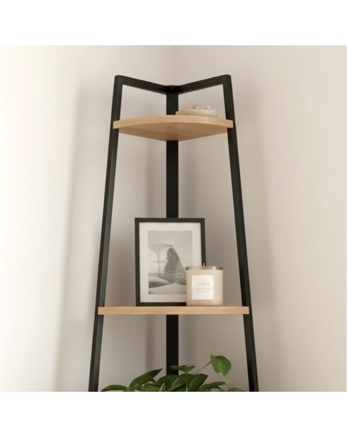 Étagère d'angle Lexie 5 étages décor bois - H.180 cm