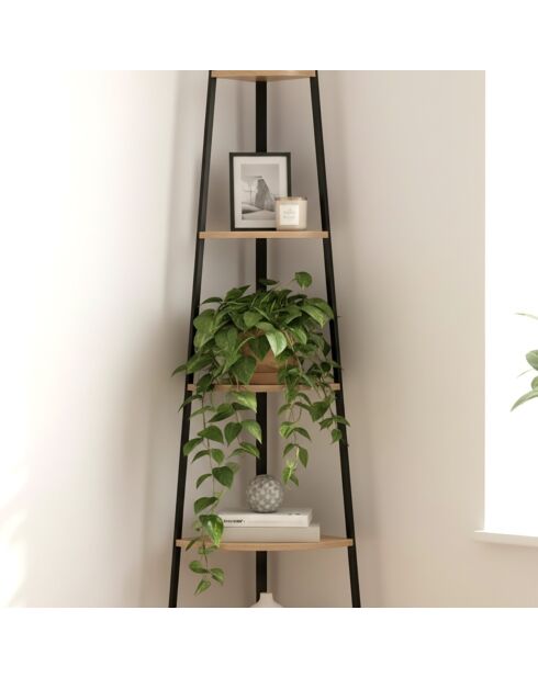 Étagère d'angle Lexie 5 étages décor bois - H.180 cm