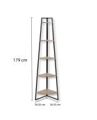 Étagère d'angle Lexie 5 étages décor bois - H.180 cm