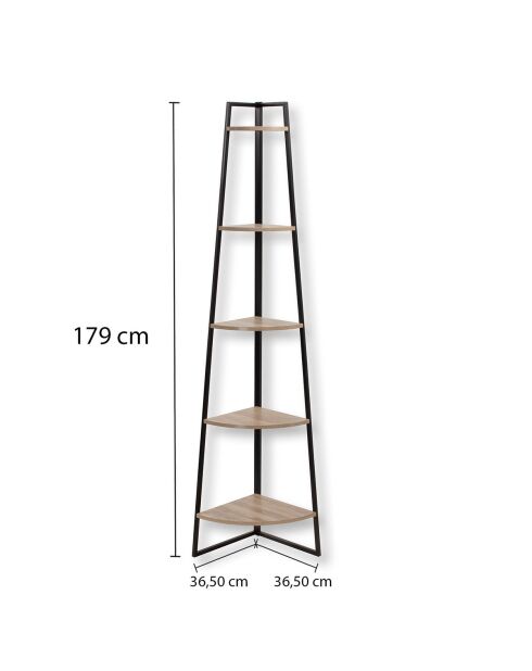 Étagère d'angle Lexie 5 étages décor bois - H.180 cm