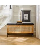 Panca da ingresso Jaya con contenitore, frontale in rattan - L.100 cm