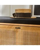 Panca da ingresso Jaya con contenitore, frontale in rattan - L.100 cm