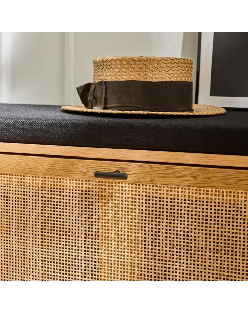 Panca da ingresso Jaya con contenitore, frontale in rattan - L.100 cm
