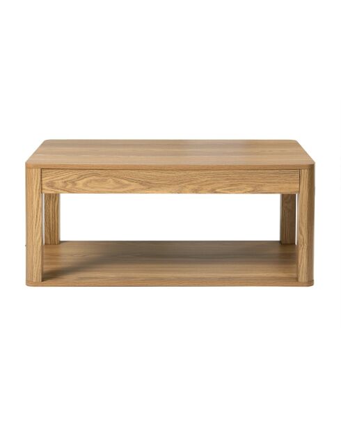 Table basse Celia avec 2 plateaux rectangulaires effet bois - L.90 cm