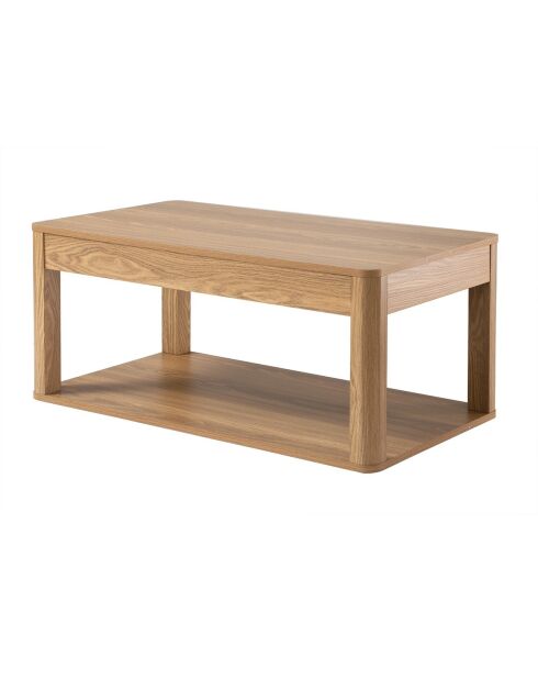 Table basse Celia avec 2 plateaux rectangulaires effet bois - L.90 cm
