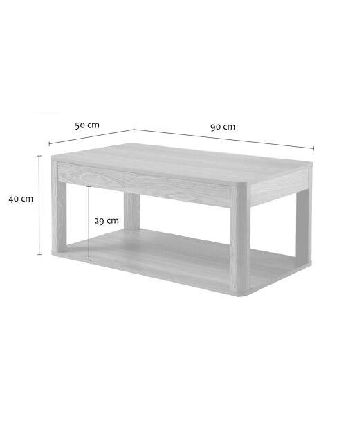 Table basse Celia avec 2 plateaux rectangulaires effet bois - L.90 cm