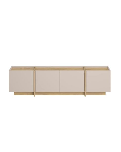 Porta TV a 4 ante in onice con decoro in cachemire e rovere - L.180 cm