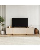 Porta TV a 4 ante in onice con decoro in cachemire e rovere - L.180 cm
