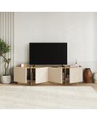Porta TV a 4 ante in onice con decoro in cachemire e rovere - L.180 cm