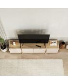 Porta TV a 4 ante in onice con decoro in cachemire e rovere - L.180 cm