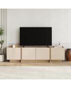 Porta TV a 4 ante in onice con decoro in cachemire e rovere - L.180 cm