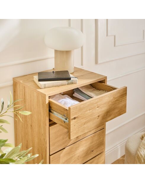 Cassettiera Lenny a 5 cassetti con gambe in metallo nei colori legno chiaro e nero - H.100 cm