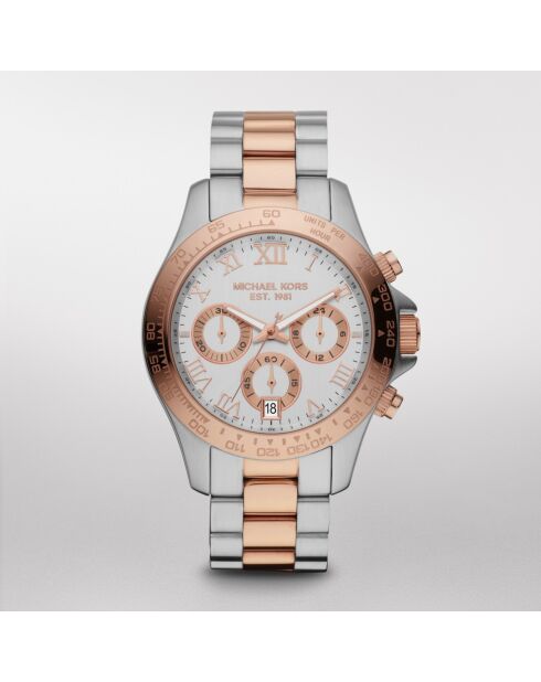 Montre MK5622 chronographe en acier argentée et or rose
