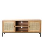 Jaya 2-türiger TV-Ständer mit Rattanrohr und 2 Nischen - L.120 cm
