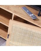 Jaya 2-türiger TV-Ständer mit Rattanrohr und 2 Nischen - L.120 cm