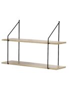 2-stöckiges Wandregal mit Holzdekor - L.60 cm