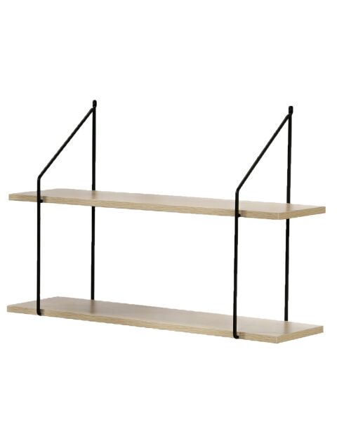 Étagère murale 2 niveaux décor bois - L.60 cm