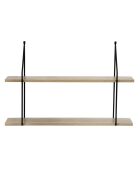 2-stöckiges Wandregal mit Holzdekor - L.60 cm