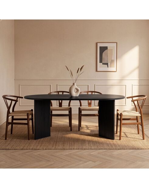 Table à manger Sable avec bords arrondis noire - L.180 cm