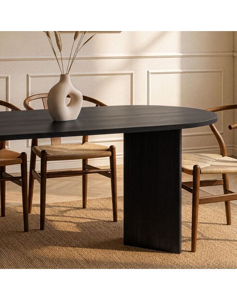 Table à manger Sable avec bords arrondis noire - L.180 cm