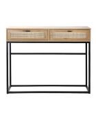 Consolle Jaya a 2 cassetti con canna in rattan - L.100 cm