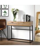 Consolle Jaya a 2 cassetti con canna in rattan - L.100 cm