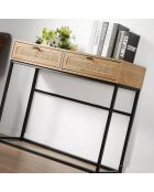 Consolle Jaya a 2 cassetti con canna in rattan - L.100 cm