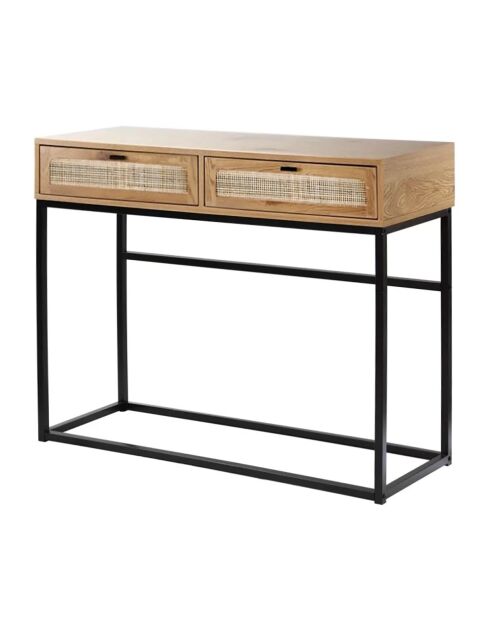 Console Jaya 2 tiroirs avec cannage rotin - L.100 cm
