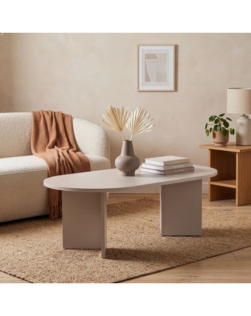 Table basse Iris ovale beige - L.119 cm
