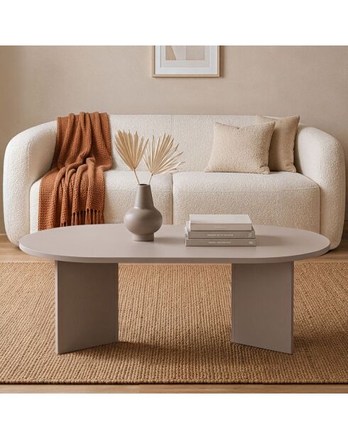 Table basse Iris ovale beige - L.119 cm