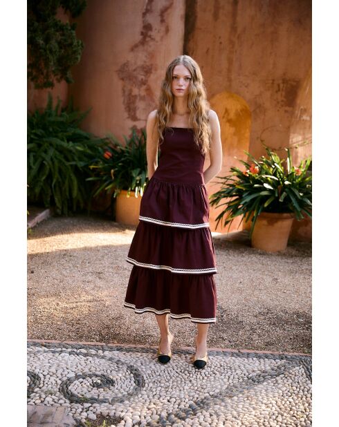 Burgunderfarbenes Baumwollkleid Clo Algodon